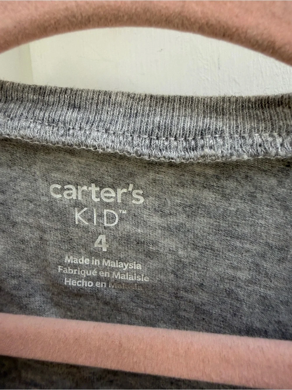 Carter's Girls 4 Gray Long-Sleeve Tee Shirt with Pink 